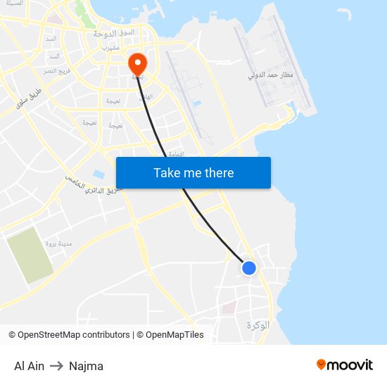 Al Ain to Najma map