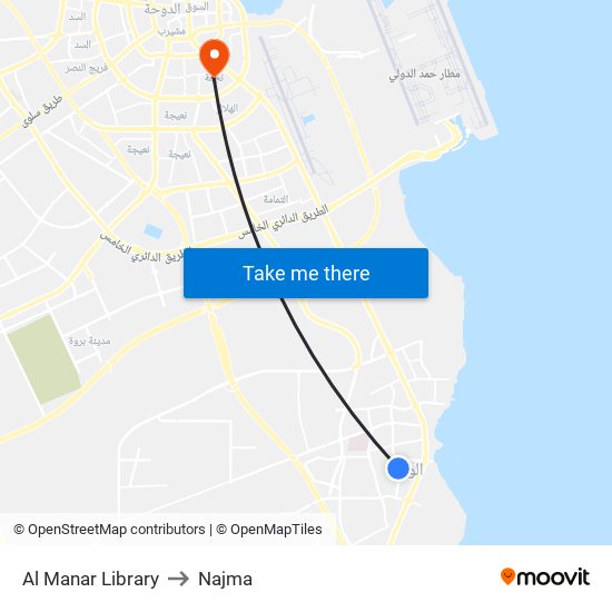 Al Manar Library to Najma map