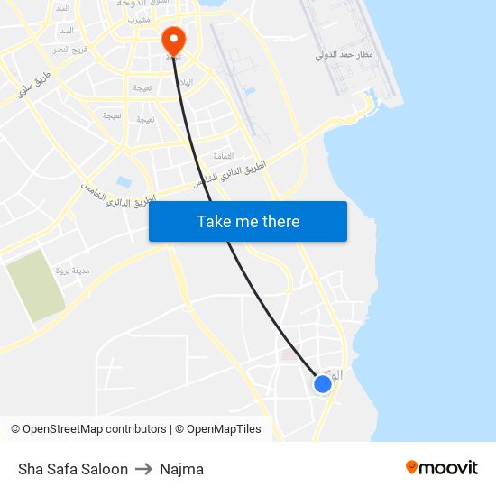 Sha Safa Saloon to Najma map