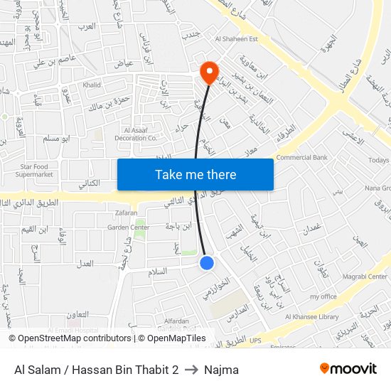 Al Salam / Hassan Bin Thabit 2 to Najma map