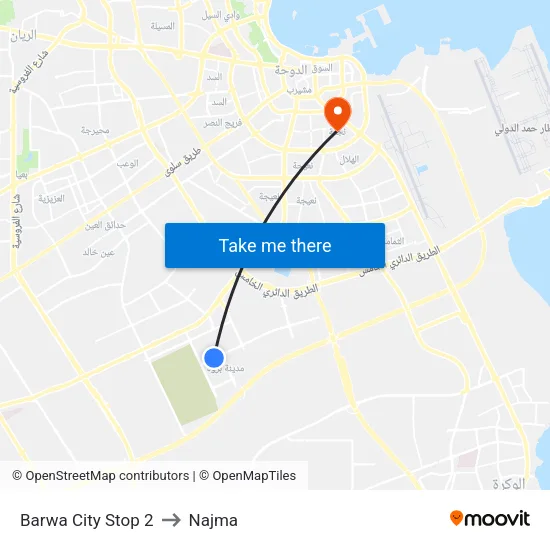 Barwa City Stop 2 to Najma map