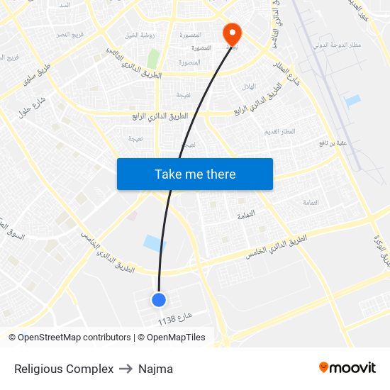 Religious Complex to Najma map