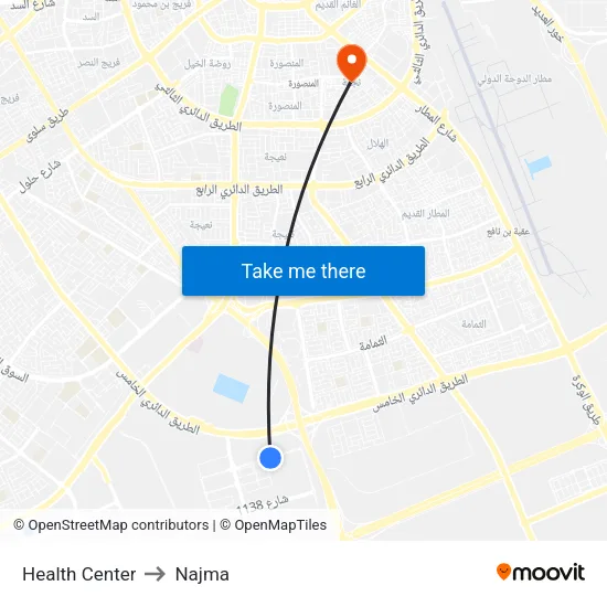 Health Center to Najma map