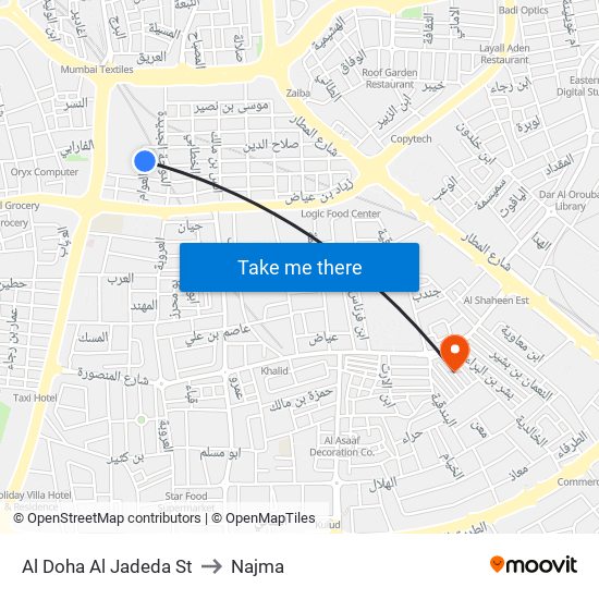 Al Doha Al Jadeda St to Najma map