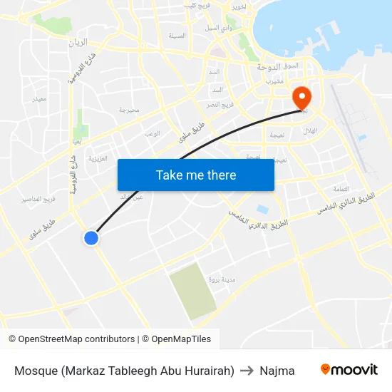Mosque (Markaz Tableegh Abu Hurairah) to Najma map