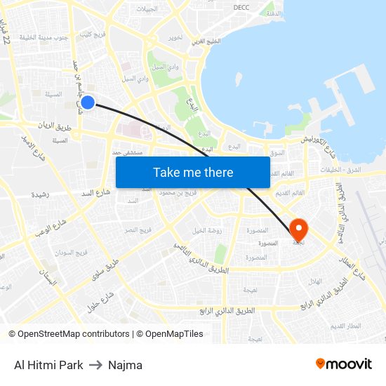 Al Hitmi Park to Najma map
