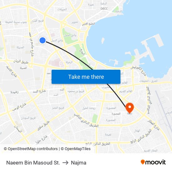 Naeem Bin Masoud St. to Najma map