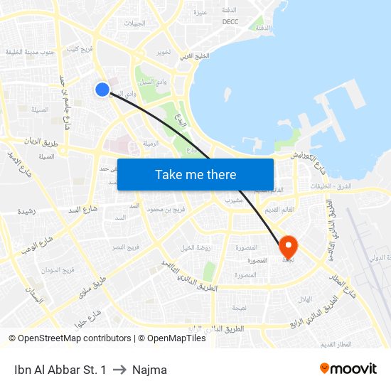 Ibn Al Abbar St. 1 to Najma map