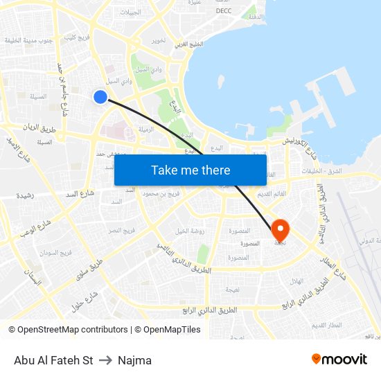 Abu Al Fateh St to Najma map