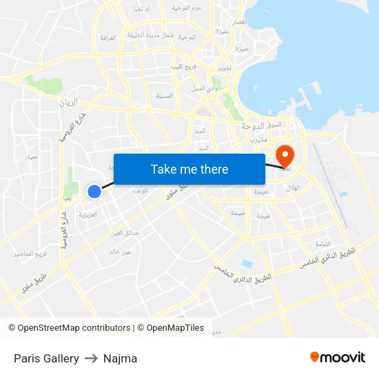 Paris Gallery to Najma map