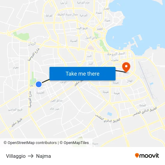 Villaggio to Najma map