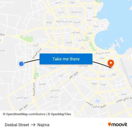 Deebal Street to Najma map