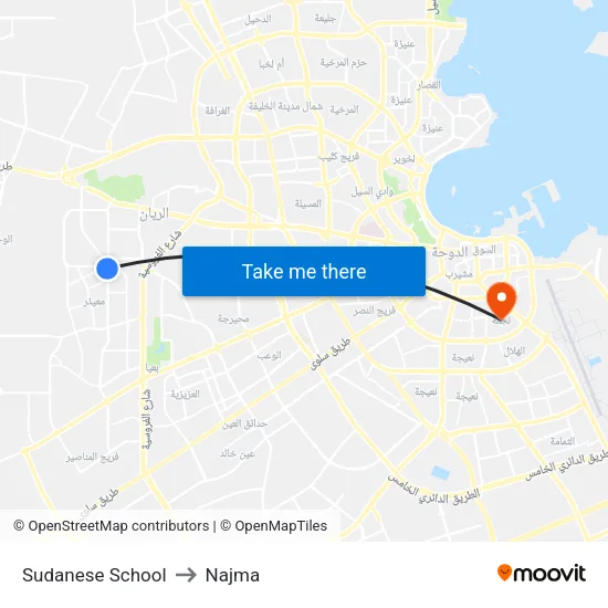 Sudanese School to Najma map