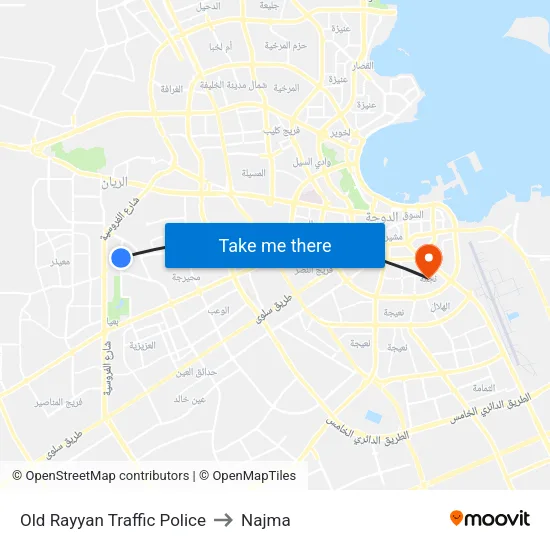 Old Rayyan Traffic Police to Najma map