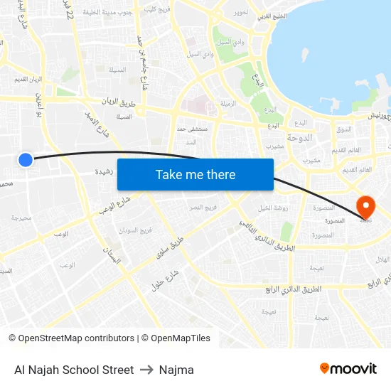 Al Najah School Street to Najma map