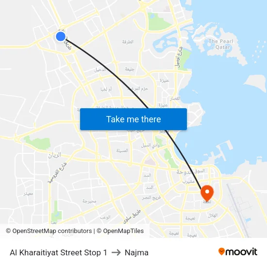 Al Kharaitiyat Street Stop 1 to Najma map
