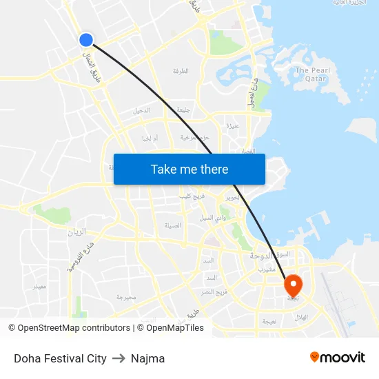 Doha Festival City to Najma map