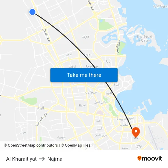 Al Kharaitiyat to Najma map