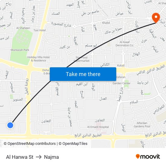 Al Hanwa St to Najma map