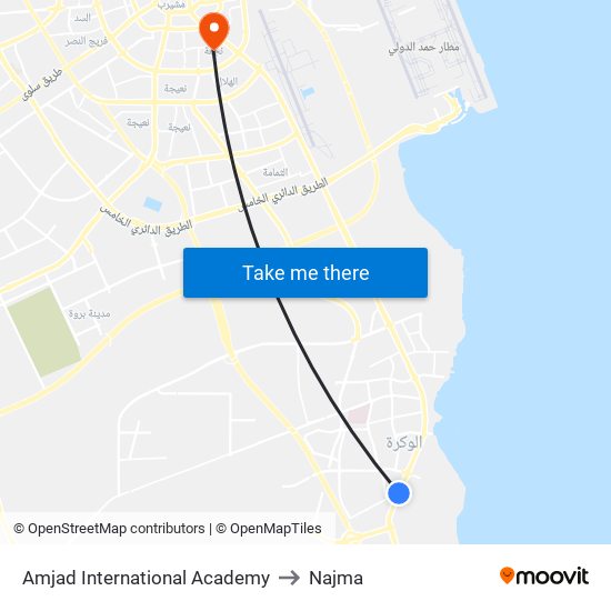 Amjad International Academy to Najma map