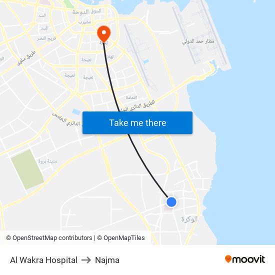 Al Wakra Hospital to Najma map