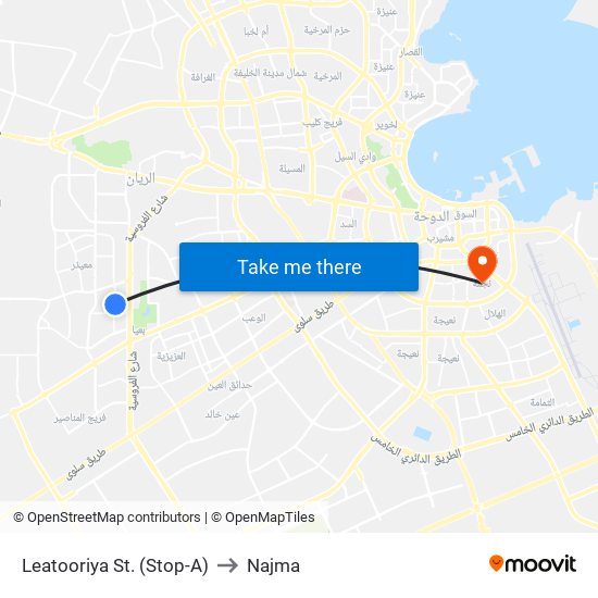 Leatooriya St. (Stop-A) to Najma map