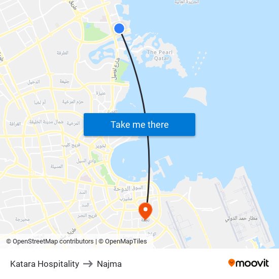 Katara Hospitality to Najma map