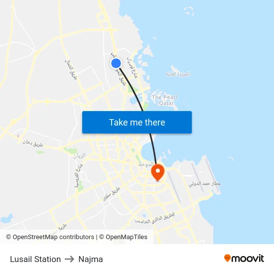 Lusail Station to Najma map