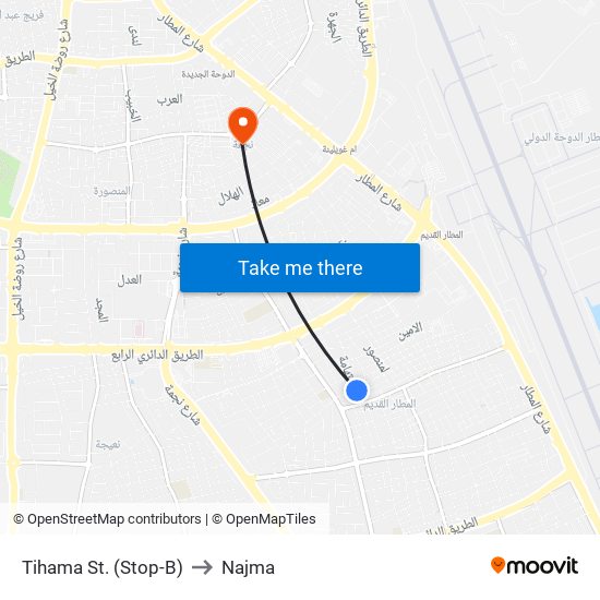 Tihama St. (Stop-B) to Najma map