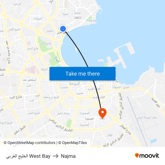 الخليج الغربي West Bay to Najma map