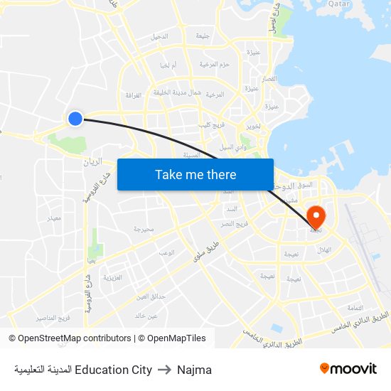 المدينة التعليمية Education City to Najma map