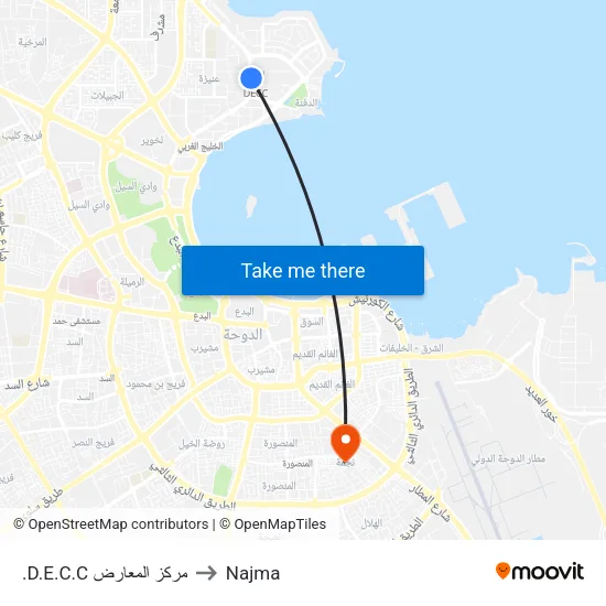 D.E.C.C Exhibition Center to Najma map