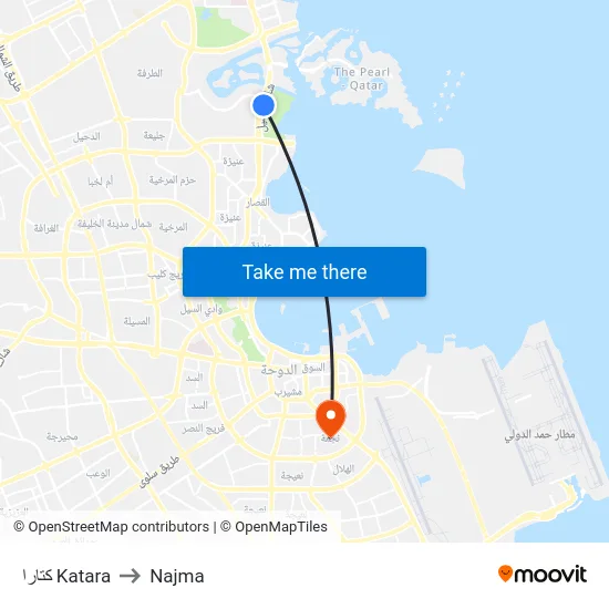 كتارا Katara to Najma map