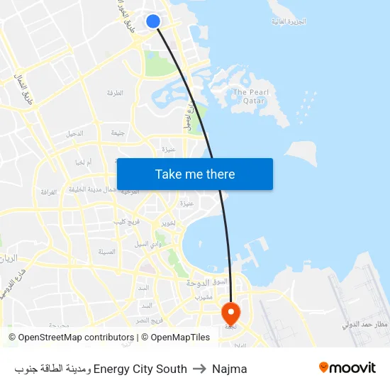 Energy City South to Najma map