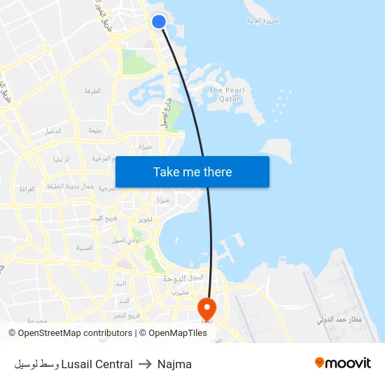 وسط لوسيل Lusail Central to Najma map