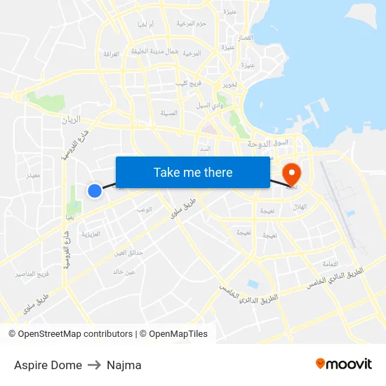 Aspire Dome to Najma map