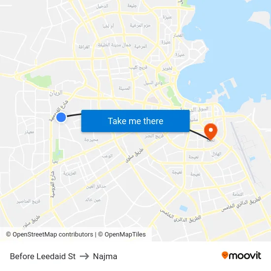 Before Leedaid St to Najma map