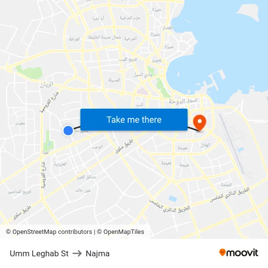 Umm Leghab St to Najma map