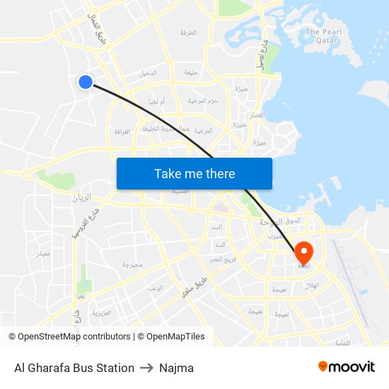 Al Gharafa Bus Station to Najma map