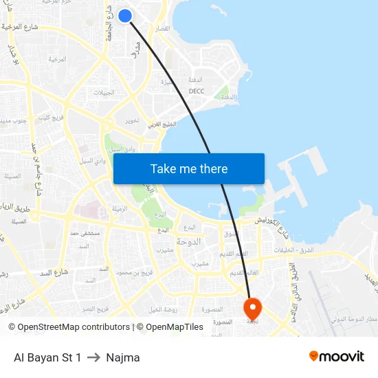 Al Bayan St 1 to Najma map
