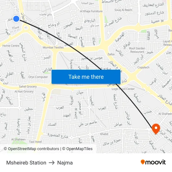 Msheireb Station to Najma map
