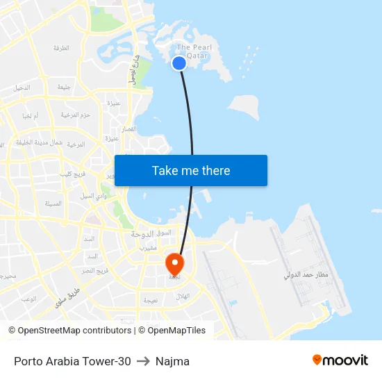 Porto Arabia Tower-30 to Najma map