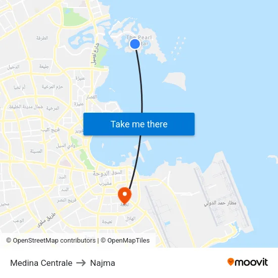 Medina Centrale to Najma map
