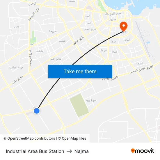 Industrial Area Bus Station to Najma map