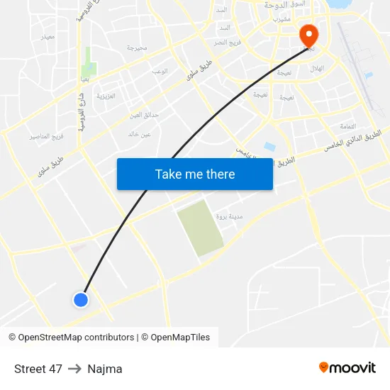 Street 47 to Najma map