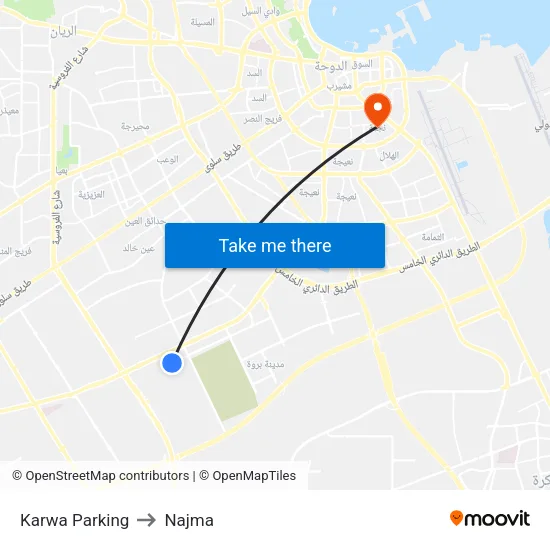 Karwa Parking to Najma map