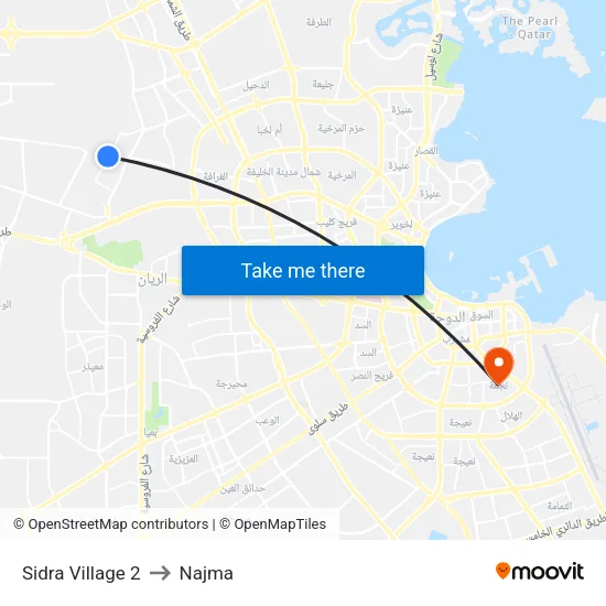 Sidra Village 2 to Najma map