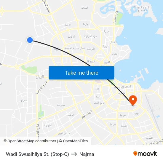 Wadi Swuaihliya St. (Stop-C) to Najma map