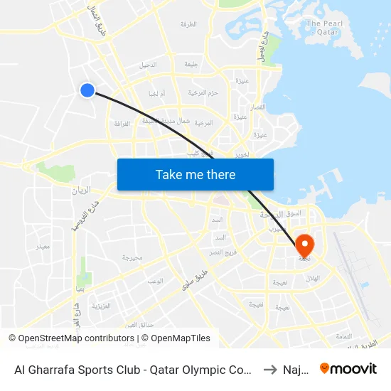Al Gharrafa Sports Club - Qatar Olympic Committee to Najma map