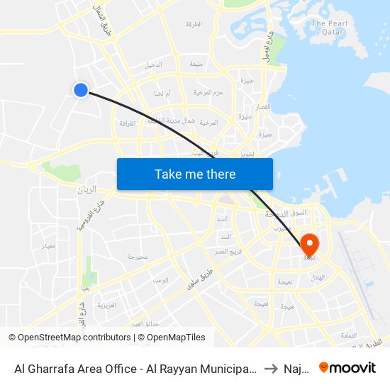 Al Gharrafa Area Office - Al Rayyan Municipality - Mme to Najma map